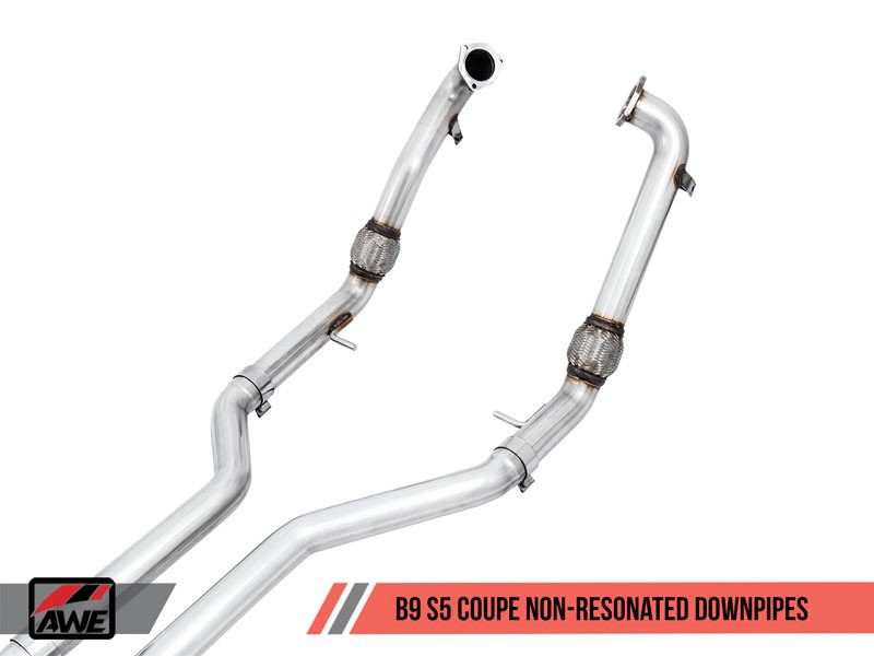 AWE Track Edition Exhaust for Audi B9 S5 Coupe - Non-Resonated - Diamond  Black 90mm Tips