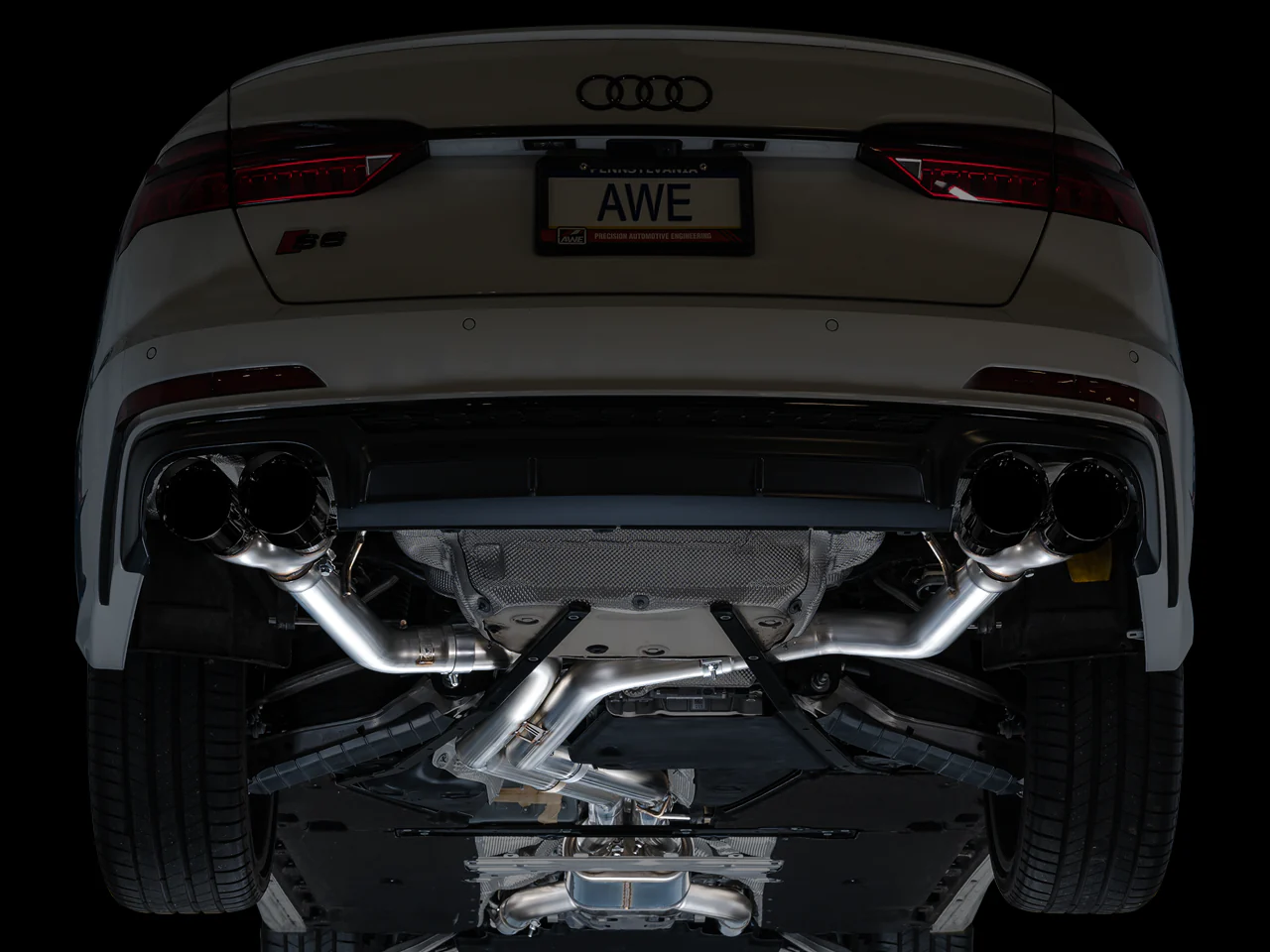 AWE Track Edition Exhaust for Audi C8 S6/S7 - Diamond Black Tips