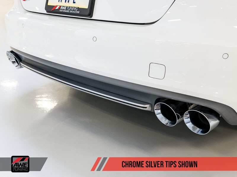 AWE Track Edition Exhaust for Audi C7 S6 4.0T - Chrome Silver Tips