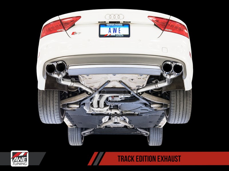 AWE Track Edition Exhaust for Audi C7 S7 4.0T - Chrome Silver Tips