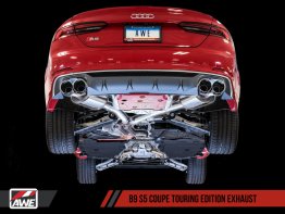 AWE Touring Edition Exhaust for Audi B9 S5 Coupe - Diamond Black 102mm Tips