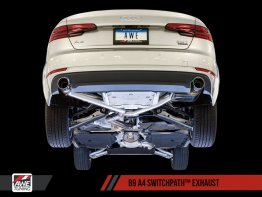 AWE SwitchPath™ Exhaust for B9 A4, Dual Outlet - Chrome Silver Tips (includes DP and SwitchPath Remote)