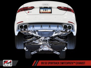 AWE SwitchPath™ Exhaust for Audi B9 S5 Sportback - Non-Resonated (Black 90mm Tips)